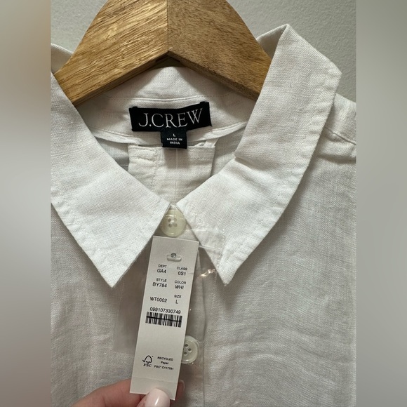 NWT! J.Crew Capitaine shirtdress in linen. Size Large #BY784. $128 - Picture 5 of 9